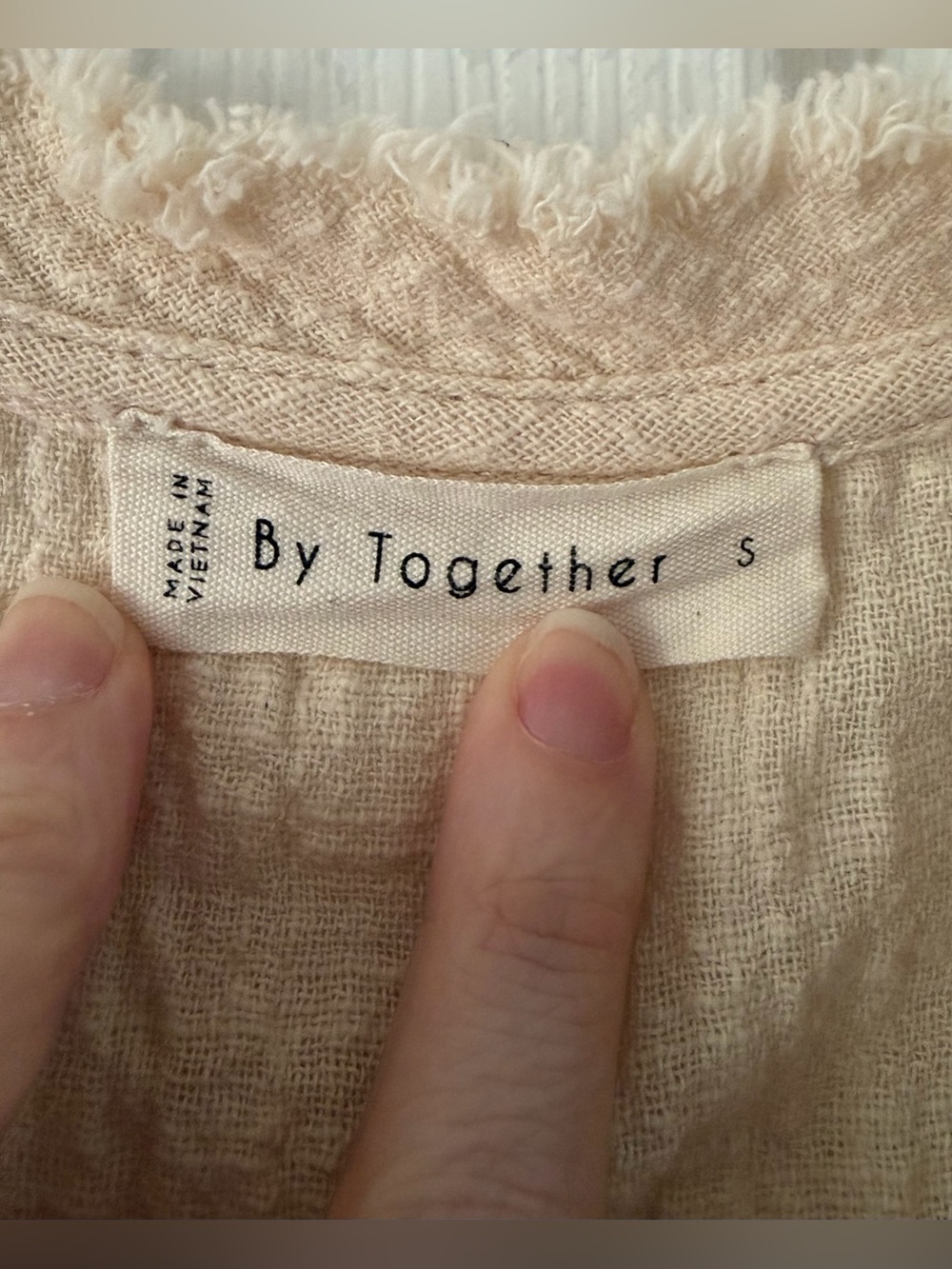 By Together Cream Ruffle V‑Neck Short Sleeve Blouse - Picture 2 of 5